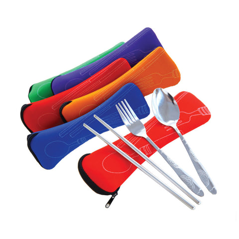 3 pcs Cultery Set with neoprene pouch