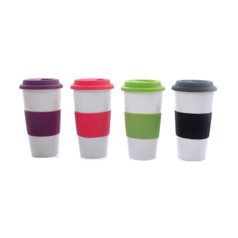 Double Wall Ceramic Mug with Silicone Holder & Cover
