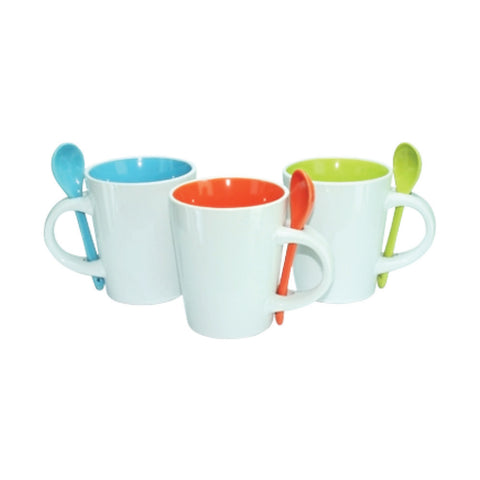 Dual Color Ceramic Mug with Spoon