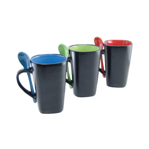 Dual Color Ceramic Mug with Spoon