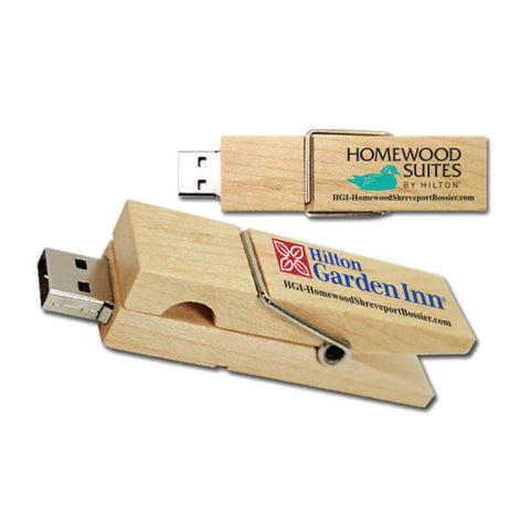 Eco Wooden Clip USB Flash Drive