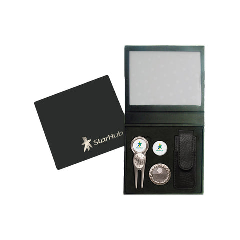 Golf Divot Tool with Ball Marker & Hatclip with Pouch