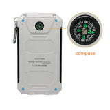 Waterproof Solar Powerbank with double LED torches and compass