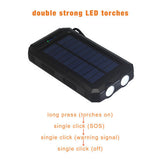 Waterproof Solar Powerbank with double LED torches and compass