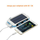 Waterproof Solar Powerbank with double LED torches and compass