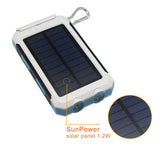 Waterproof Solar Powerbank with double LED torches and compass